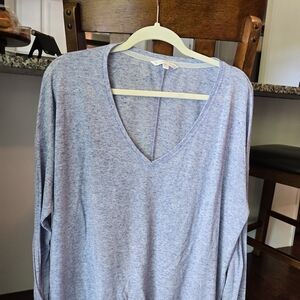 Victoria's Secret Heathered Blue V-Neck Long Sleeve Top